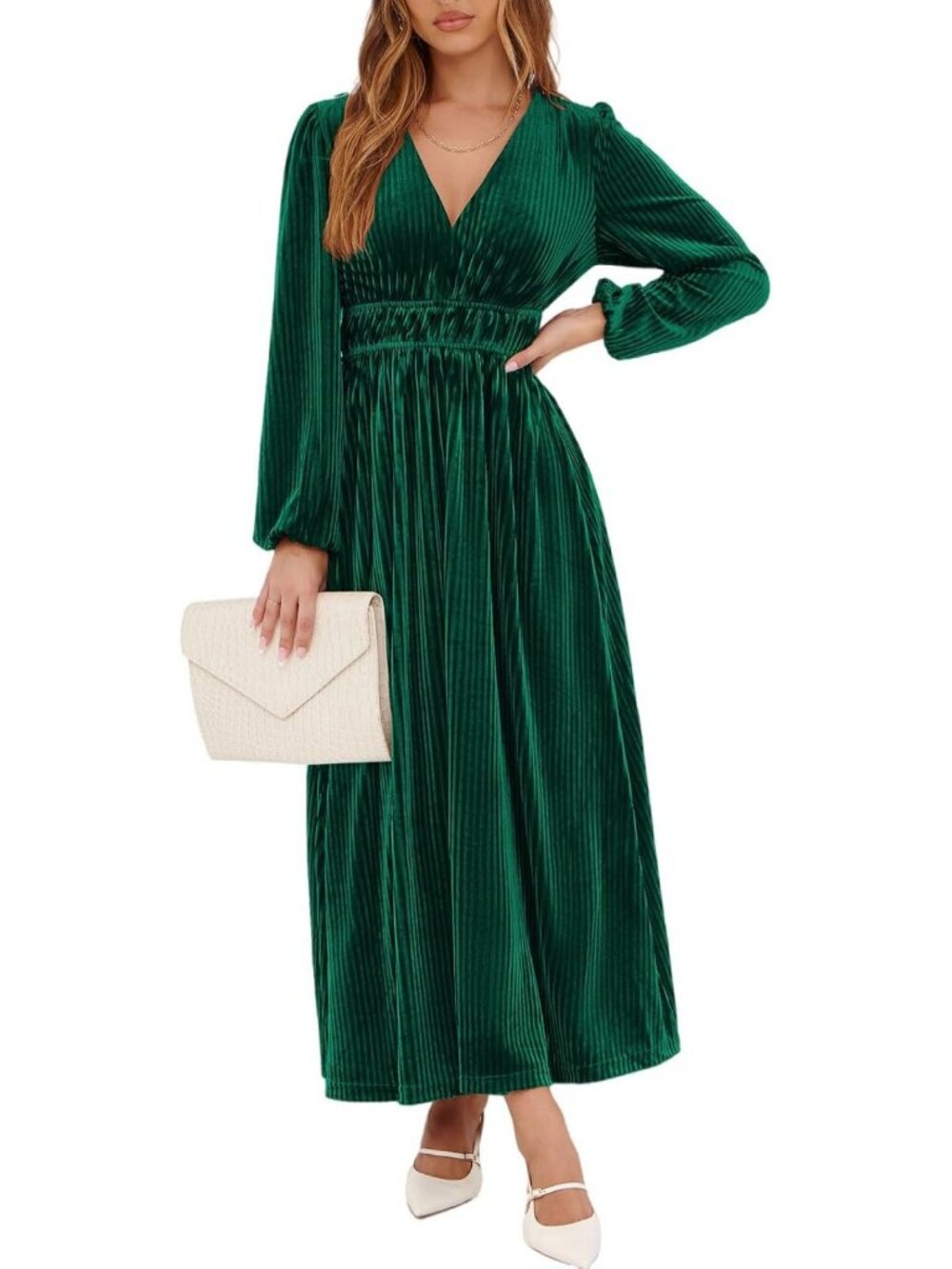 Elegant Velvet Long Sleeve Maxi Dress - Formal Wedding & Cocktail Attire for